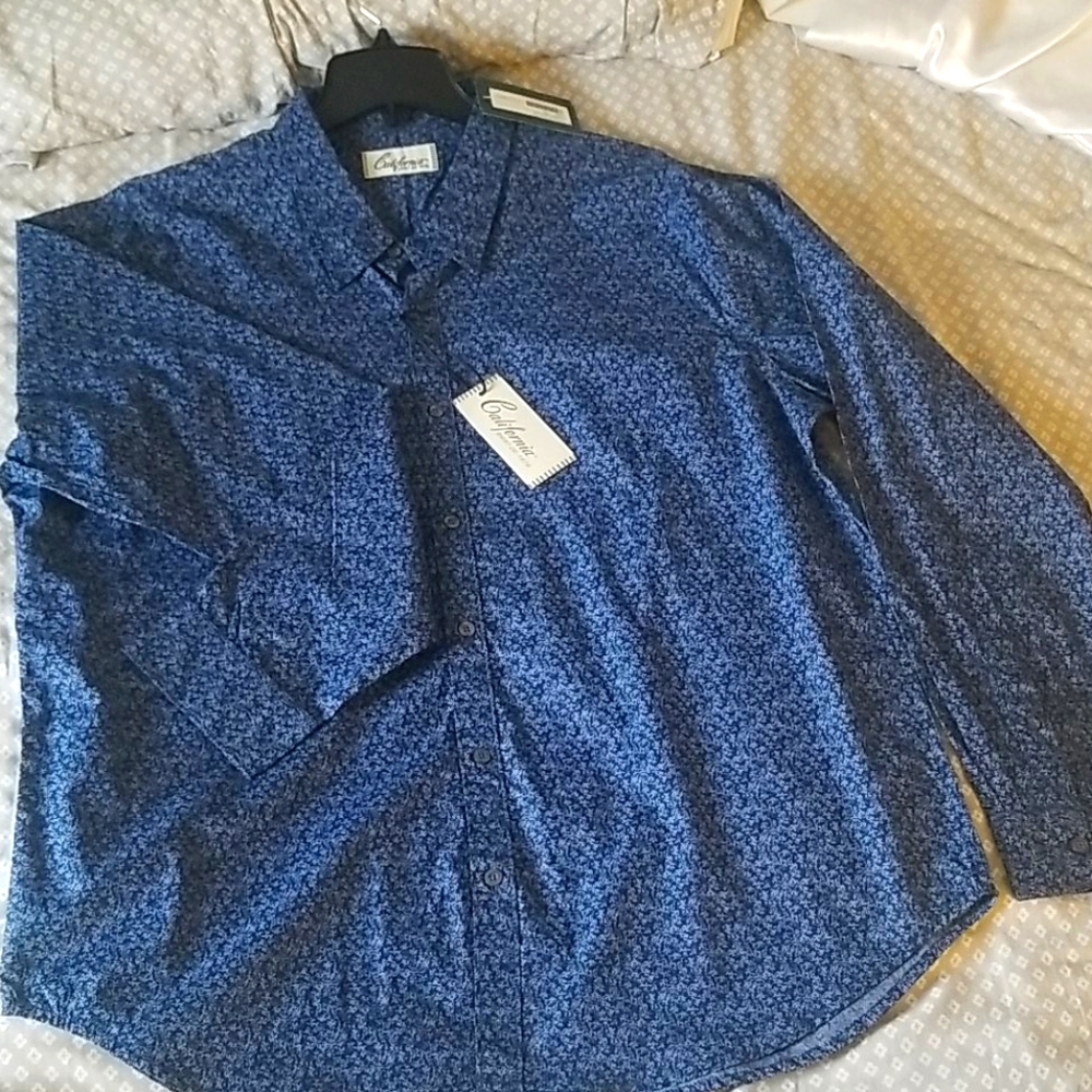 Deep navy floral pattern dress shirt **new**